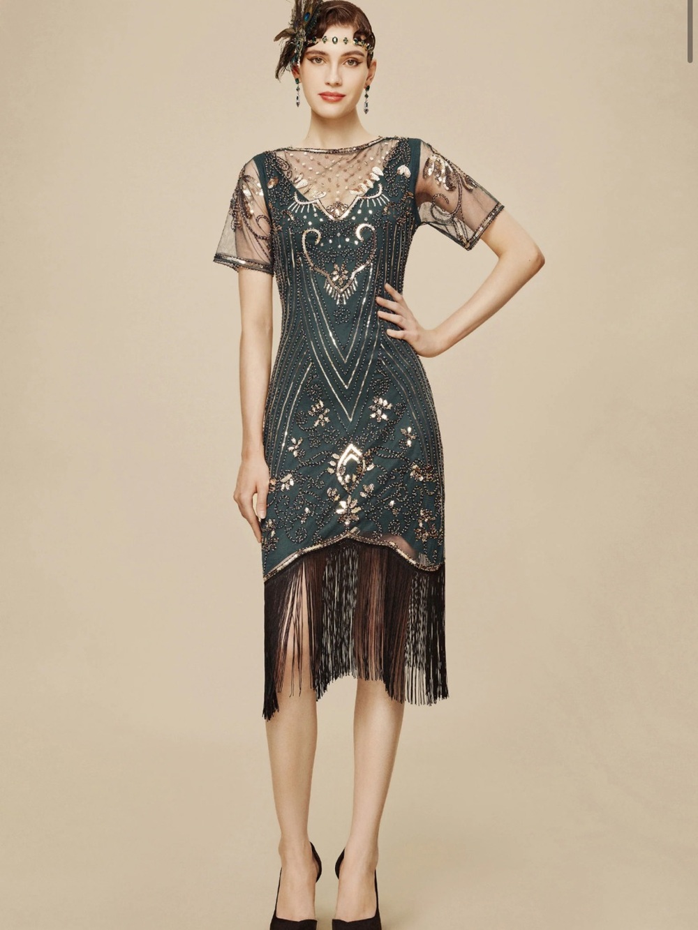 BABEYOND Paisley Fringe Flapper Dress size M